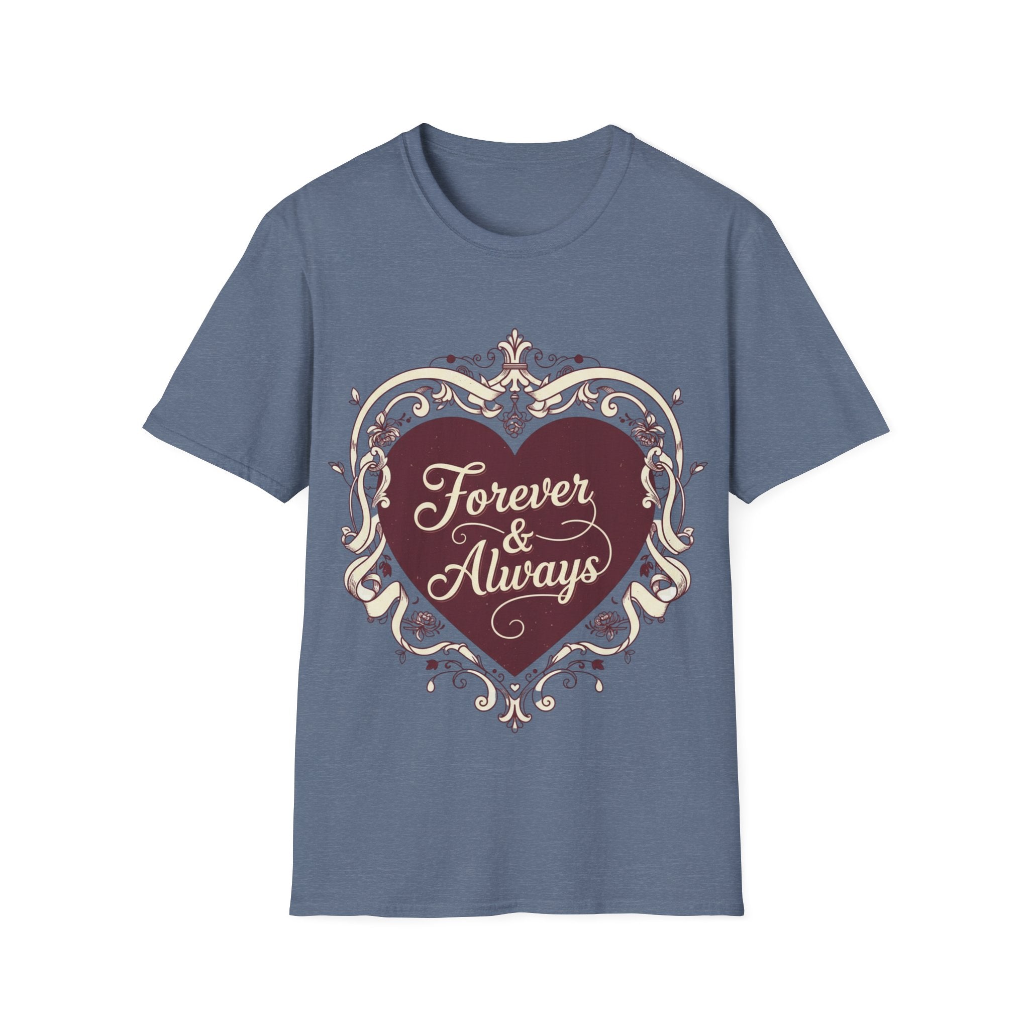 Forever & Always Romantic Heart Unisex T-Shirt | Valentine’s Day Couple Tee
