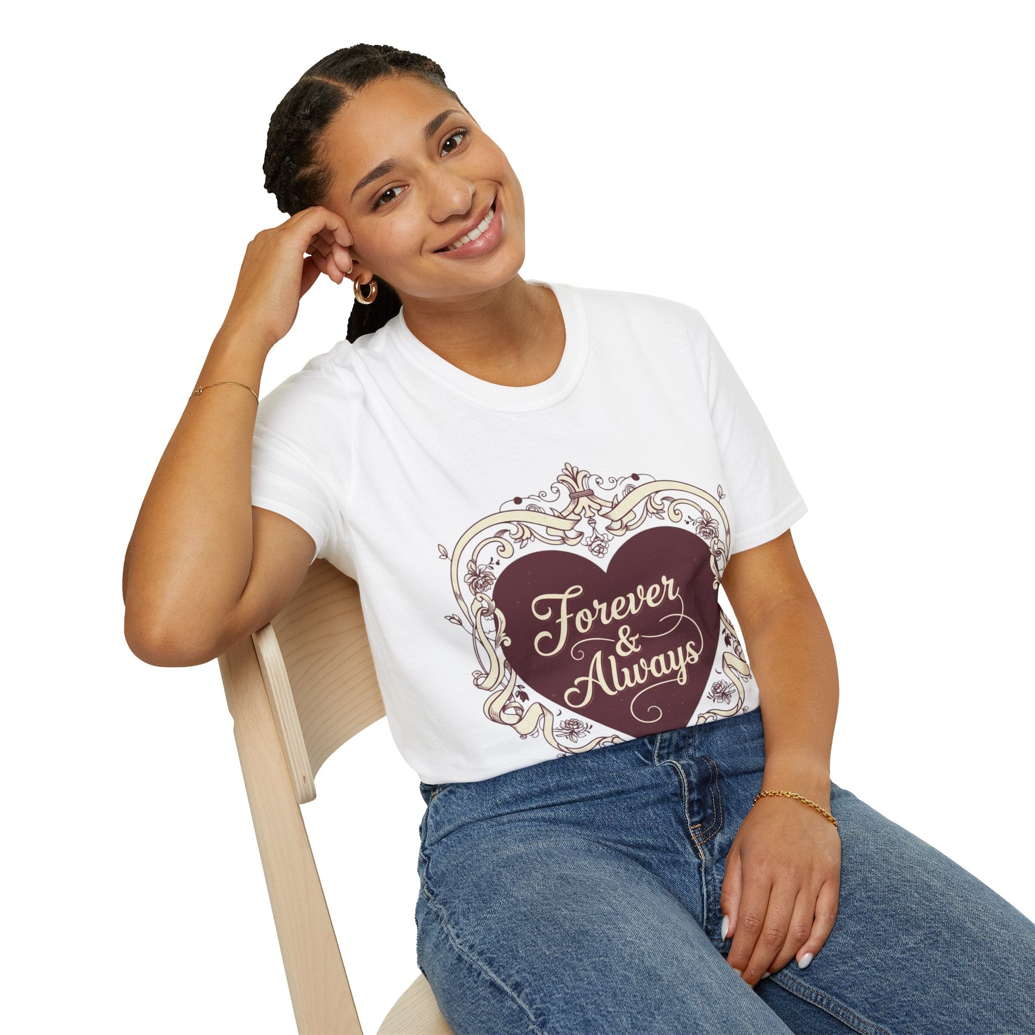 Forever & Always Romantic Heart Unisex T-Shirt | Valentine’s Day Couple Tee