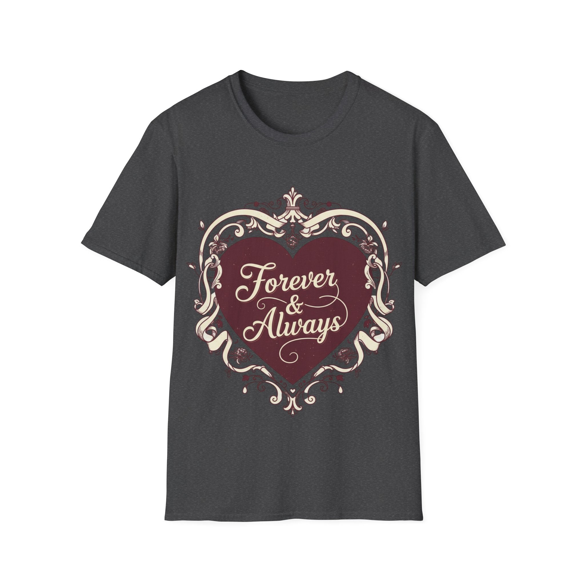 Forever & Always Romantic Heart Unisex T-Shirt | Valentine’s Day Couple Tee